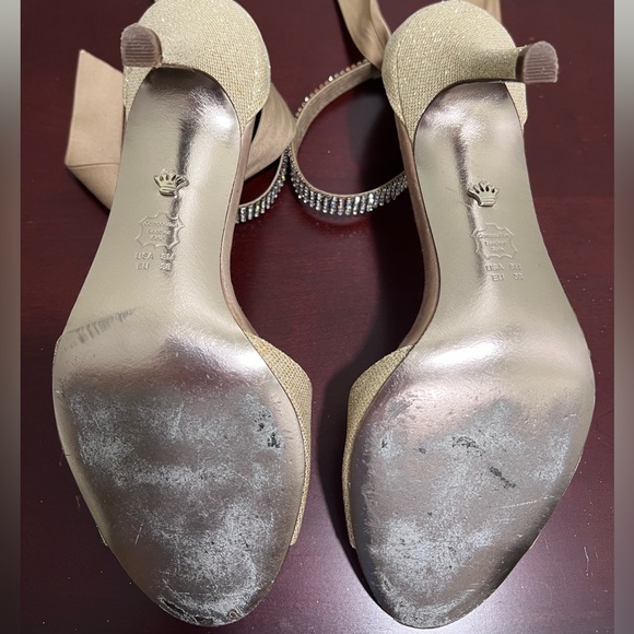 Nina Vinne Champagne Bliss, Crystal Ankle Strap w Bow, High Heel Dress Sandal, 8 - Picture 7 of 11